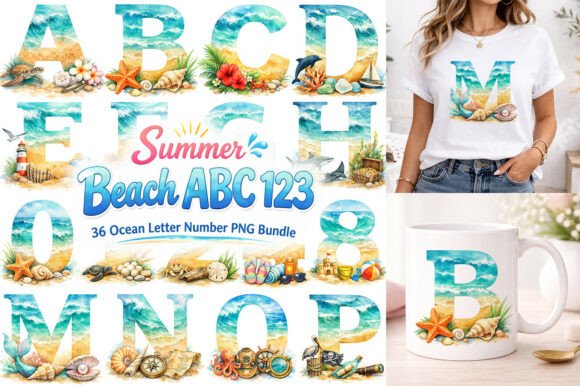 Download Summer Beach Alphabet Letters PNG Bundle - Letters Collection